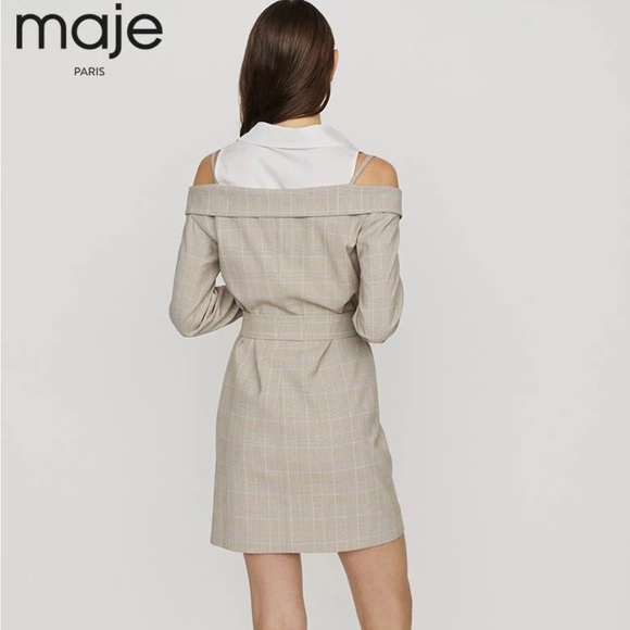Maje Redwan Convertible Plaid Dress Size 3 - Picture 3 of 6